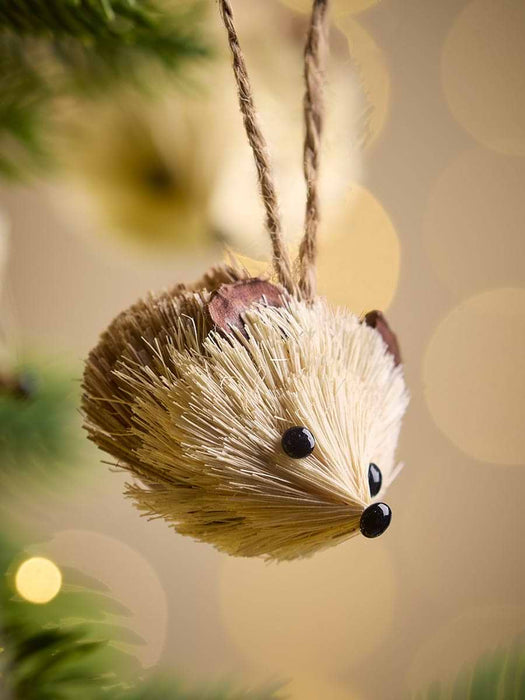 Six Miniature Brush Hedgehog Baubles