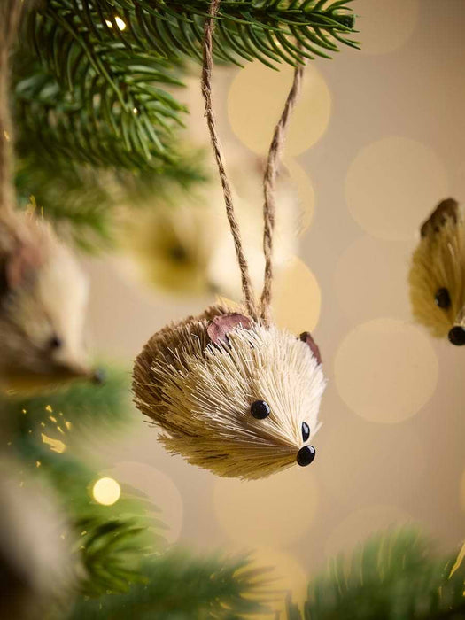 Six Miniature Brush Hedgehog Baubles