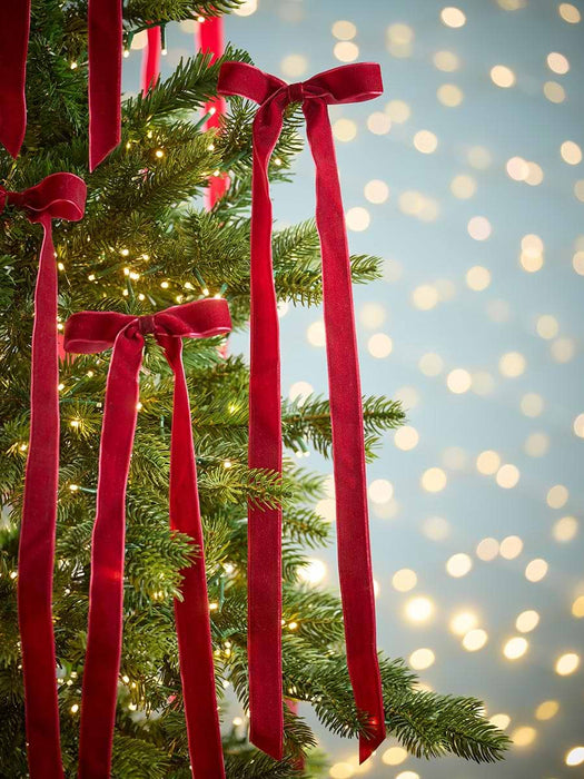 Twelve Long Slim Velvet Tree Bows