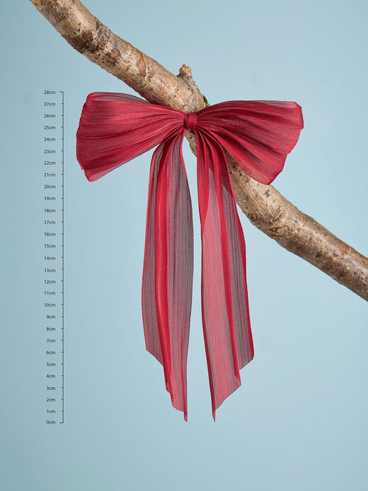 Twelve Gauzy Organza Tree Bows - Berry Red