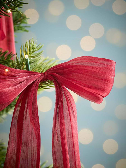 Twelve Gauzy Organza Tree Bows - Berry Red