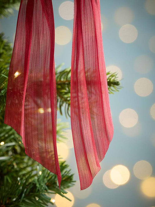 Twelve Gauzy Organza Tree Bows - Berry Red