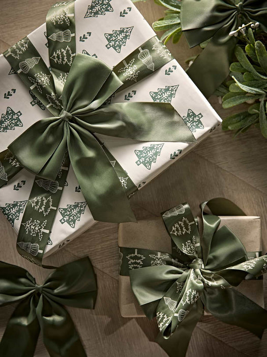 Twelve Satin Tree Bows - Moss