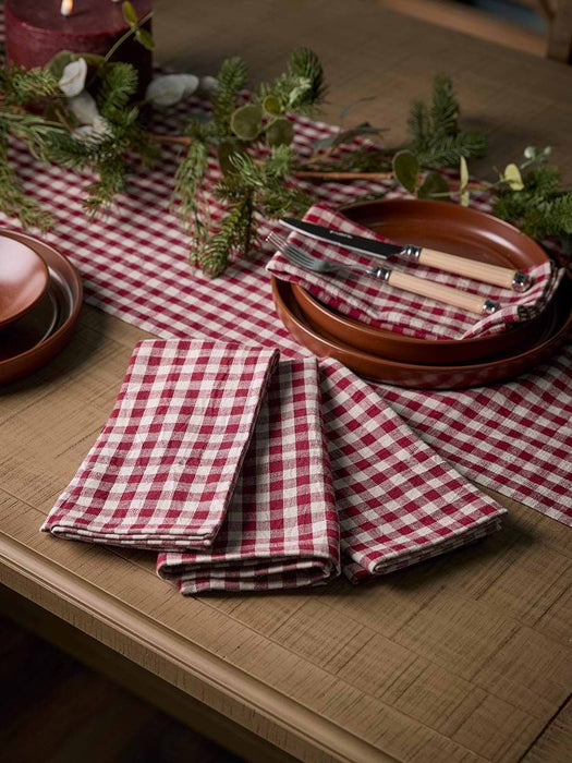 Four Cotton Gingham Napkins