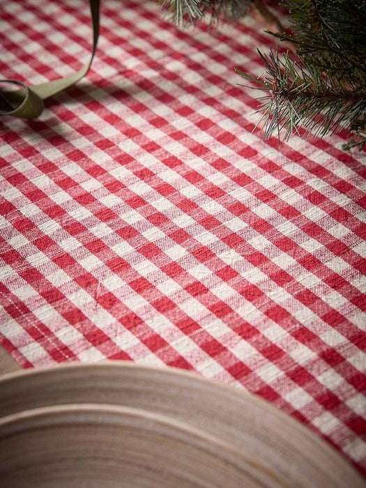Cotton Gingham Table Runner - Red