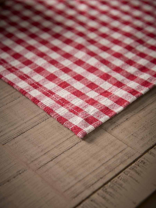 Cotton Gingham Table Runner - Red