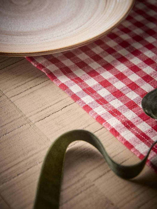 Cotton Gingham Table Runner - Red
