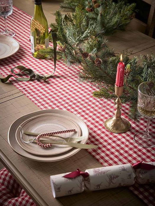 Cotton Gingham Table Runner - Red