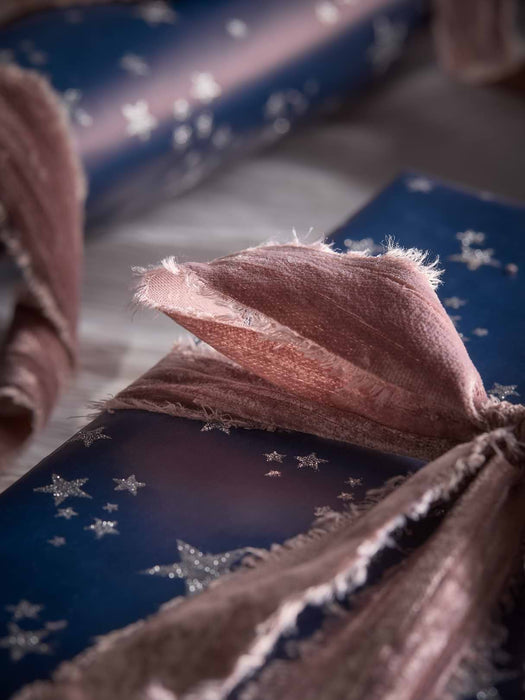Frayed Edge Velvet Ribbon - Mauve 5m