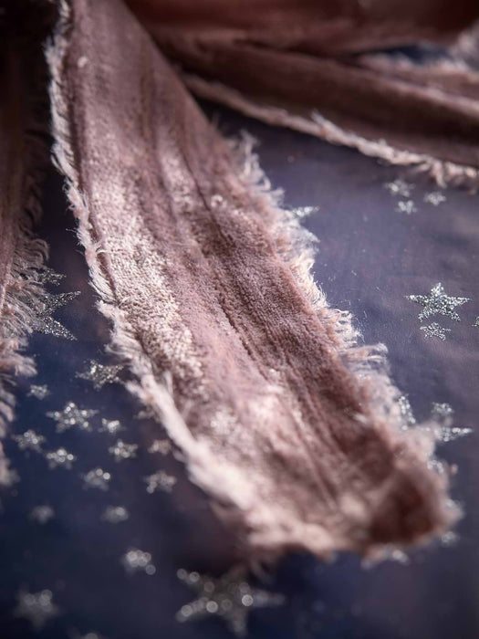Frayed Edge Velvet Ribbon - Mauve 5m