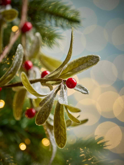 Glittered Mistletoe & Red Berry Garland