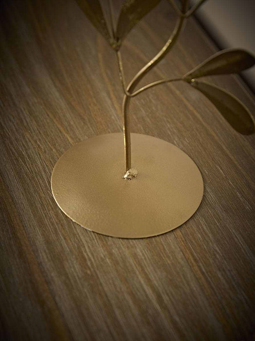 Two Golden Leaf Wreath Candle Holders