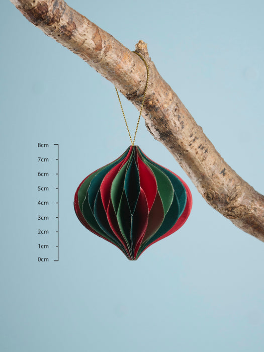 Four Striped Honeycomb Festive Paper Baubles- Multi