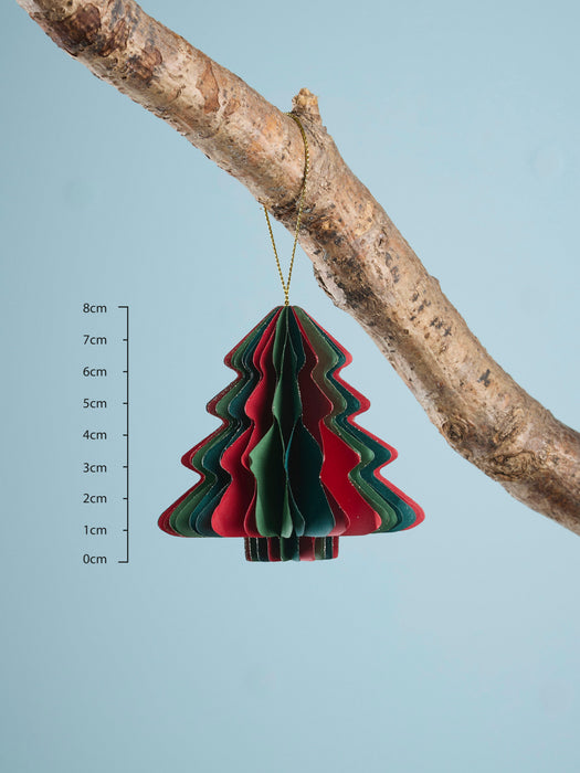 Four Striped Honeycomb Festive Paper Baubles- Multi