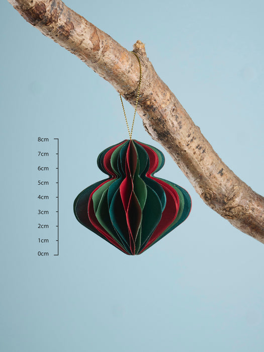 Four Striped Honeycomb Festive Paper Baubles- Multi