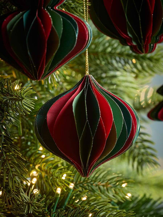 Four Striped Honeycomb Festive Paper Baubles- Multi