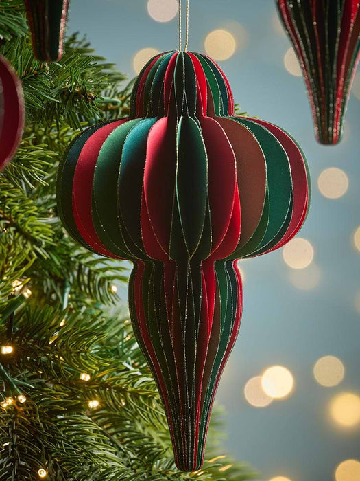 Four Oversized Striped Honeycomb Paper Drops - Multi