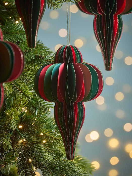 Four Oversized Striped Honeycomb Paper Drops - Multi