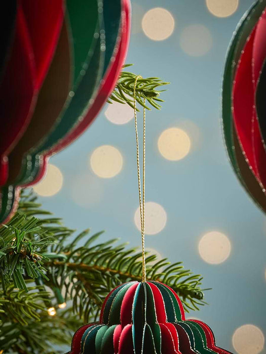 Four Oversized Striped Honeycomb Baubles - Multi