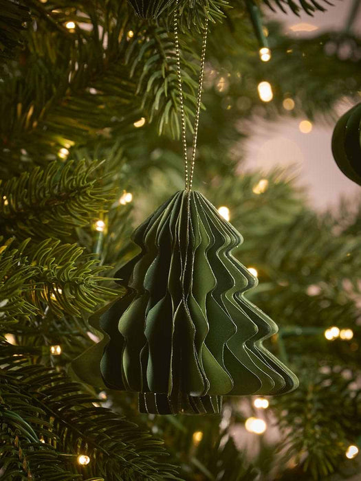 Four Striped Honeycomb Festive Paper Baubles- Green