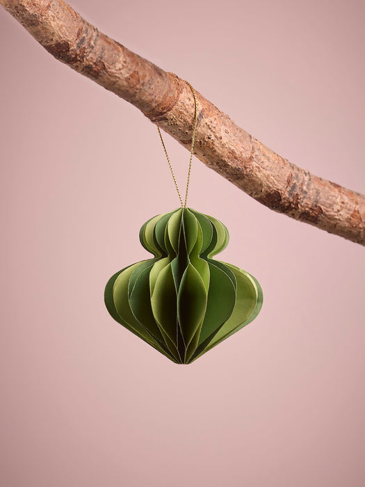 Four Striped Honeycomb Festive Paper Baubles- Green