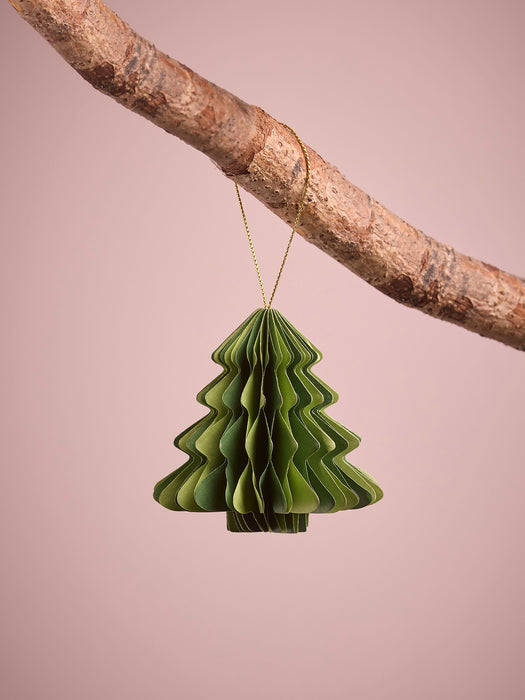 Four Striped Honeycomb Festive Paper Baubles- Green