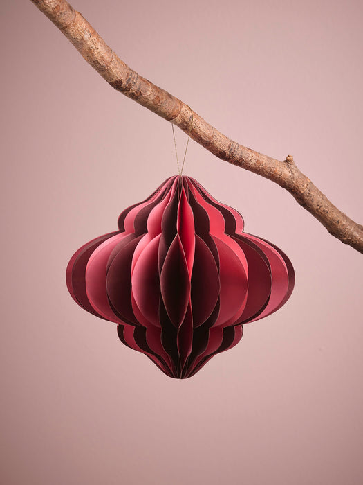Four Oversized Striped Honeycomb Paper Baubles - Pink