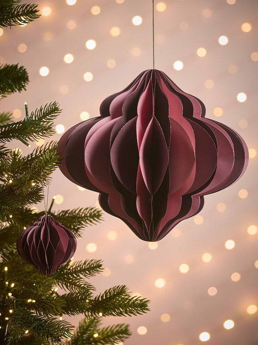 Four Oversized Striped Honeycomb Paper Baubles - Pink