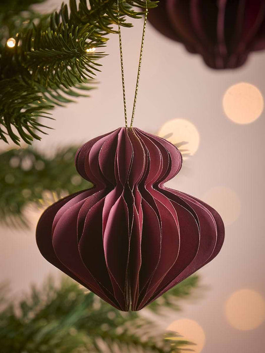 Four Striped Honeycomb Festive Paper Baubles- Pink