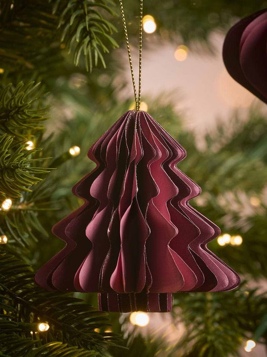 Four Striped Honeycomb Festive Paper Baubles- Pink