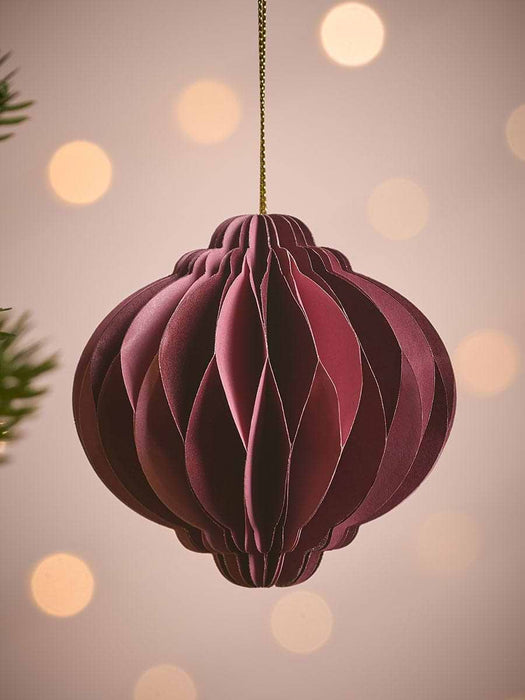 Four Striped Honeycomb Festive Paper Baubles- Pink