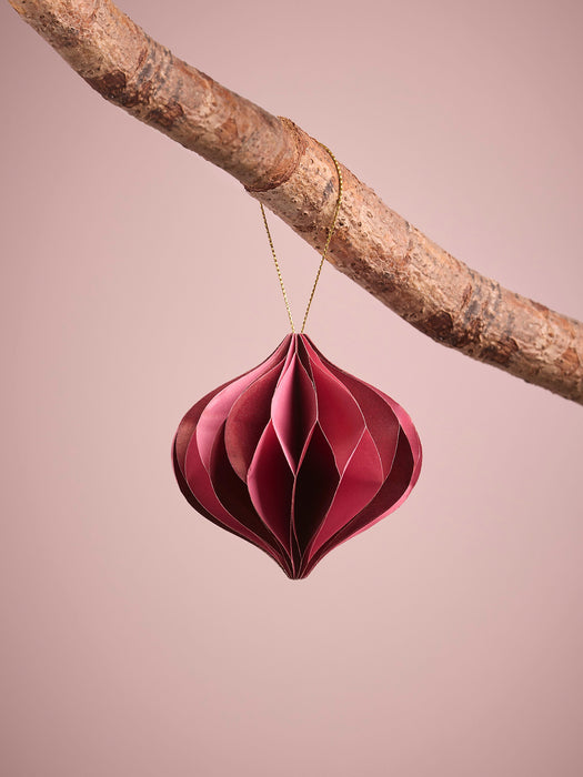 Four Oversized Striped Honeycomb Paper Baubles - Pink