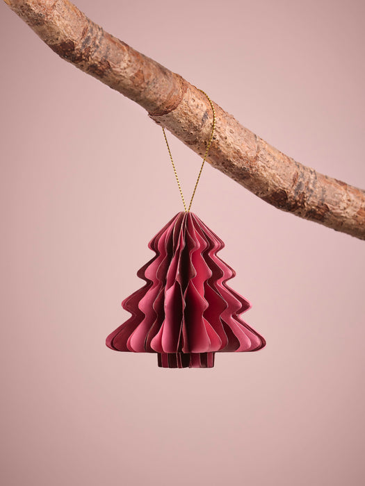 Four Oversized Striped Honeycomb Paper Baubles - Pink