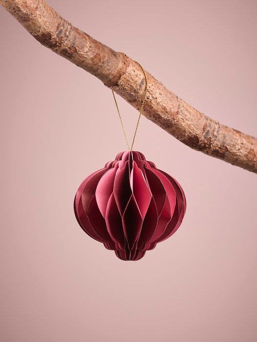 Four Oversized Striped Honeycomb Paper Baubles - Pink