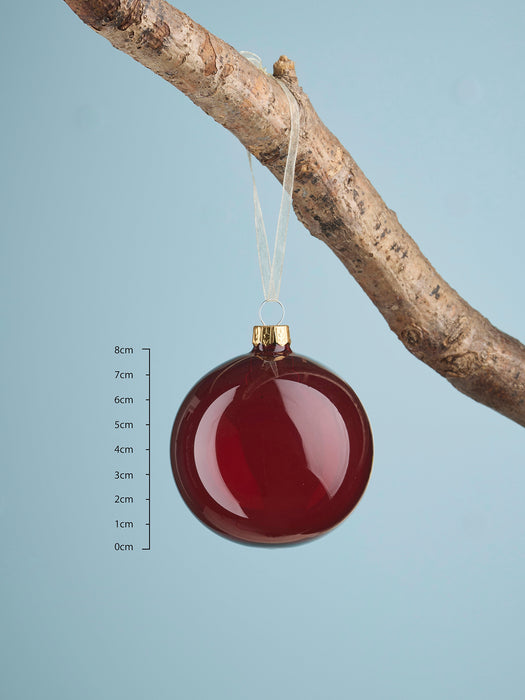 Six Festive Glass Baubles