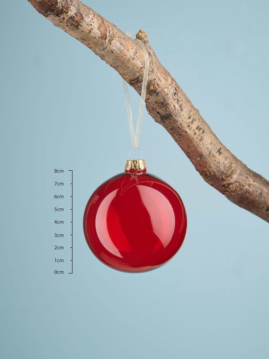 Six Festive Glass Baubles