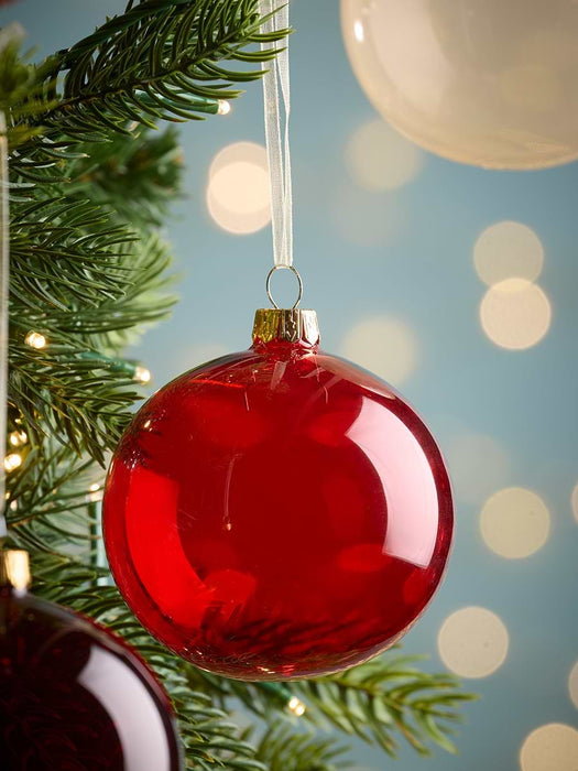 Six Festive Glass Baubles