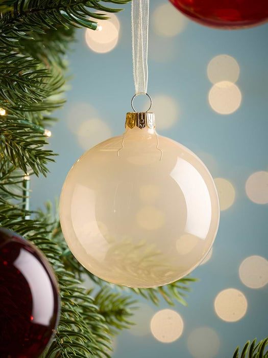 Six Festive Glass Baubles