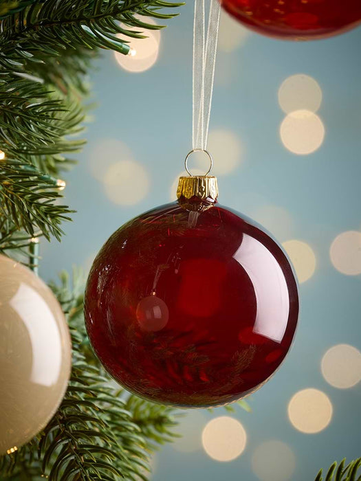 Six Festive Glass Baubles