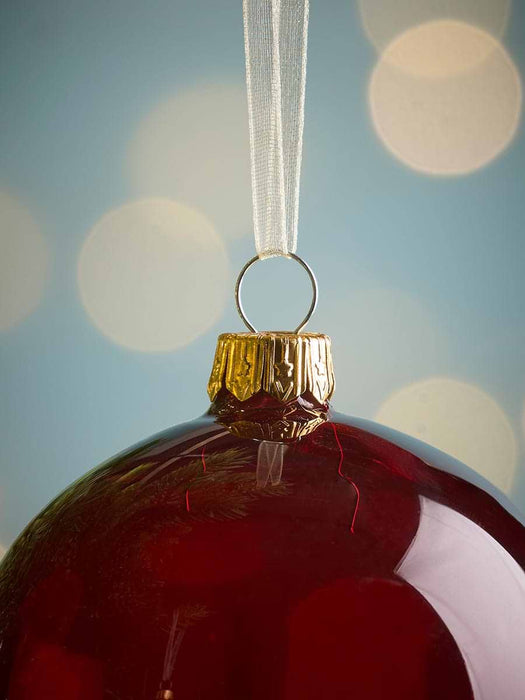 Six Festive Glass Baubles