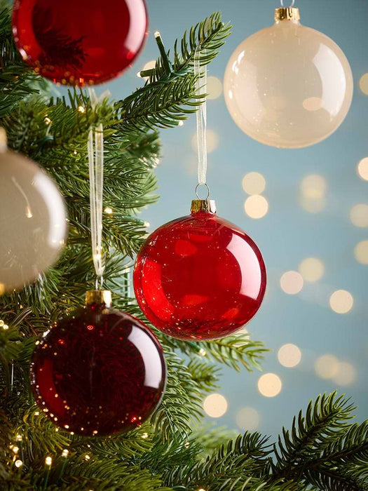 Six Festive Glass Baubles