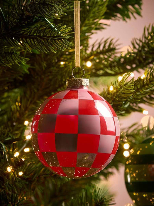 Four Festive Jolly Glass Baubles