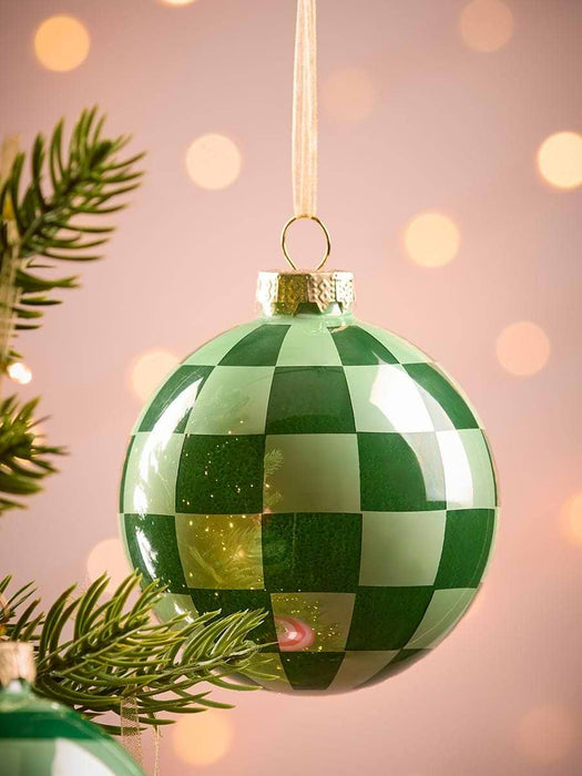 Four Festive Jolly Glass Baubles