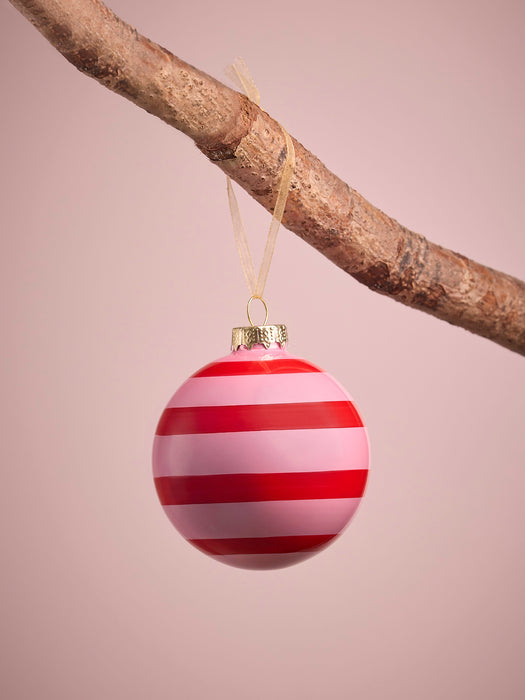 Four Festive Jolly Glass Baubles