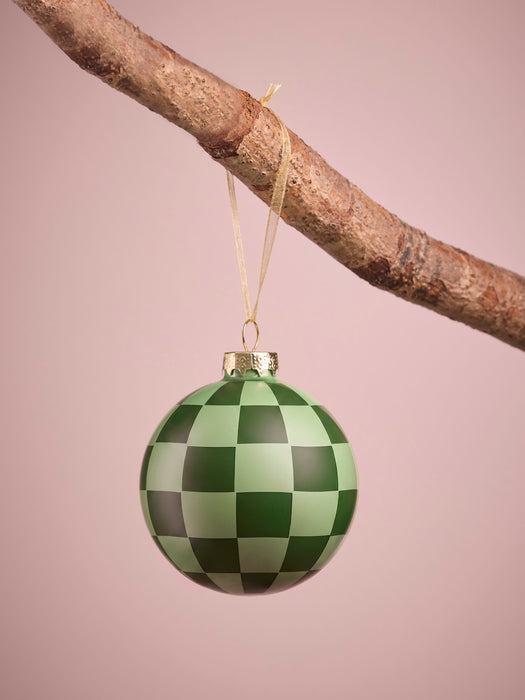 Four Festive Jolly Glass Baubles