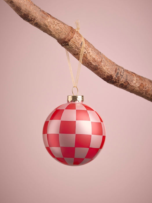 Four Festive Jolly Glass Baubles