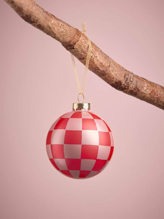 Four Festive Jolly Glass Baubles