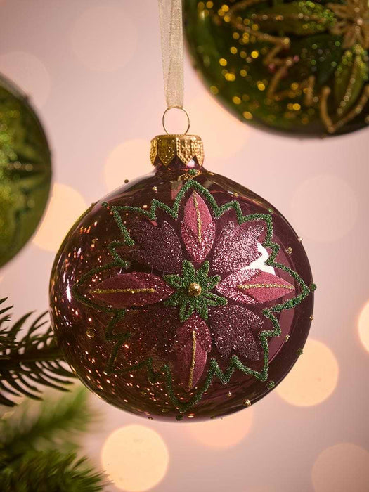 Six Flower Star Glass Baubles