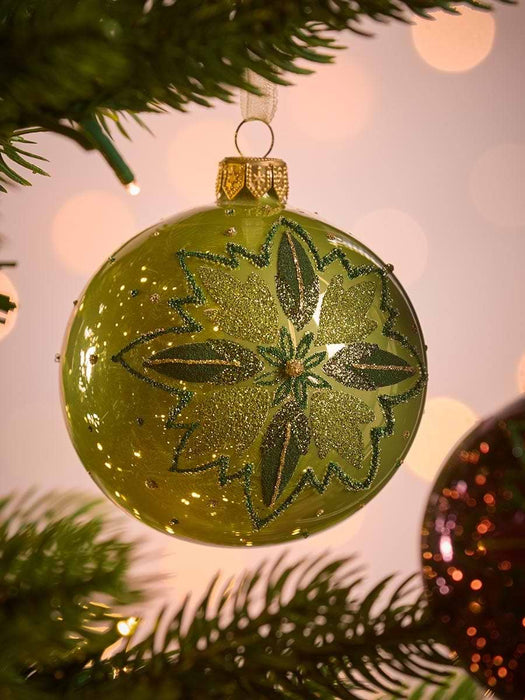 Six Flower Star Glass Baubles