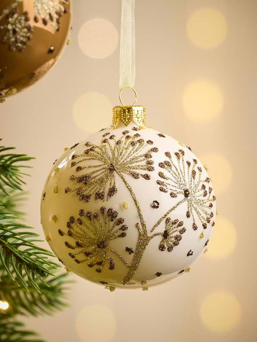 Six Dandelion Glass Baubles